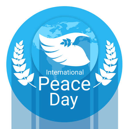 World Peace Day Poster White Dove Bird Wing Flat Vector Illustrationのイラスト素材