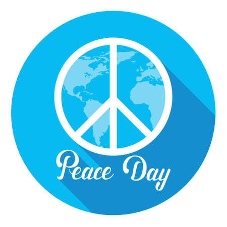 World Peace Day Hippie Sign International Holiday Poster Flat Vector Illustrationのイラスト素材