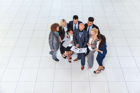 Business People Group Discussing Document Project Plan Communicating, Talking Top Angle View, Businesspeople Colleague Teamの写真素材
