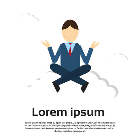 Businessman Sitting on Cloud Concept Flat Vector Illustrationのイラスト素材