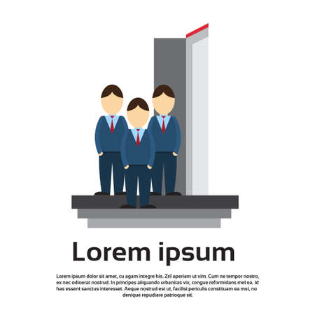 Business Man Group Team Enter Open Door Concept Flat Vector Illustrationのイラスト素材