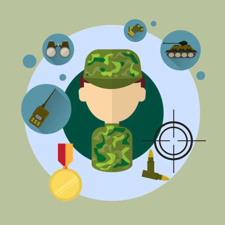 Military Man Soldier Icon Flat Vector Illustration