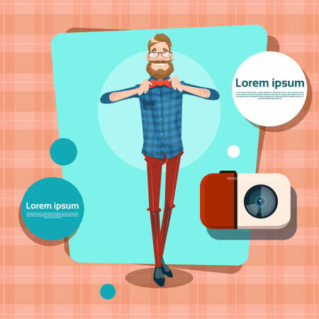 Man Hipster Style Fashion Cartoon Guy Casual Person Social Network Communication Avatar Flat Vector Illustrationのイラスト素材
