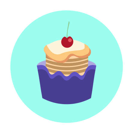 Colorful Cake Sweet Dessert Food Icon Flat Vector Illustrationのイラスト素材