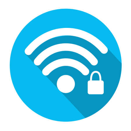 Wifi Signal Icon Locked Wireless Connection Flat Vector Illustrationのイラスト素材