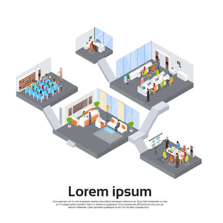 Office Building Interior Isometric 3d Vector Illustrationのイラスト素材