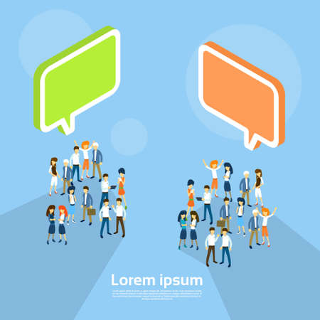 Business People Group Chat Bubble Team Communication Teamwork 3d Isometric Vector Illustrationのイラスト素材