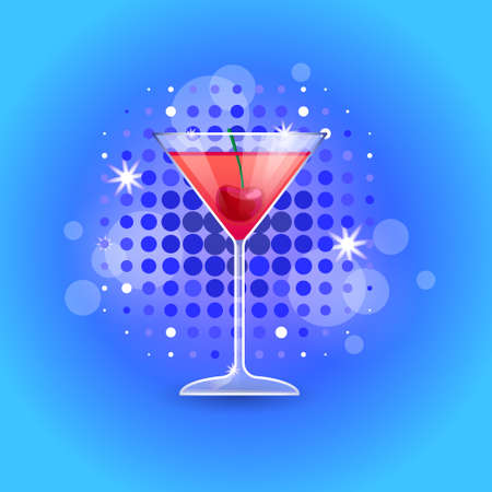 Alcohol Cocktail Glass Colorful Flat Vector Illustrationのイラスト素材