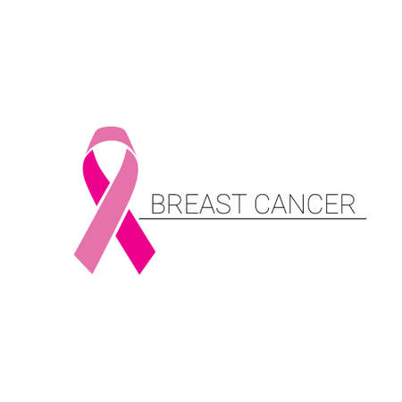 Pink Ribbon Breast Cancer Awareness Flat Vector Illustrationのイラスト素材