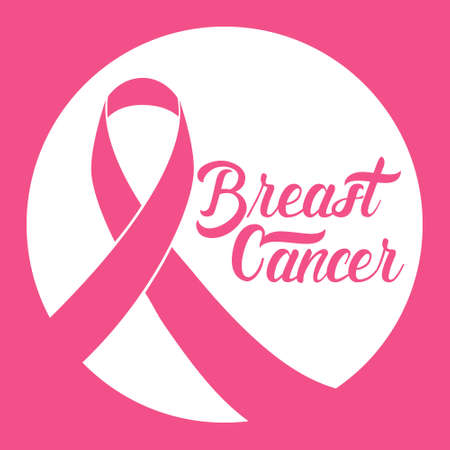Pink Ribbon Breast Cancer Awareness Flat Vector Illustrationのイラスト素材