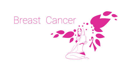 Pink Flower Breast Cancer Awareness Female Body Vector Illustrationのイラスト素材
