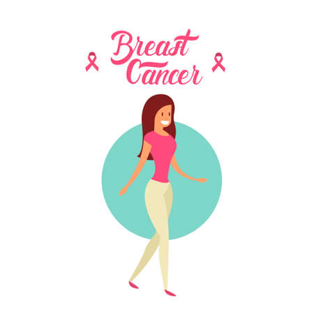 Young Girl Breast Cancer Awareness Concept Vector Illustrationのイラスト素材