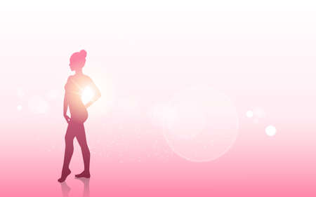Breast Cancer Awareness Concept Female Body Silhouette Vector Illustrationのイラスト素材