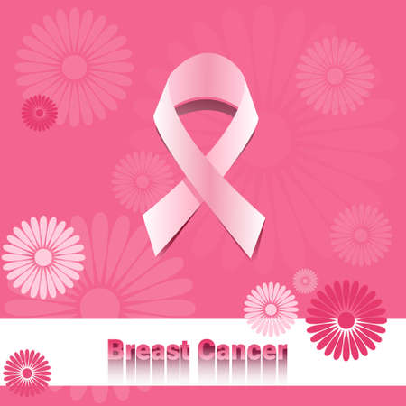 Pink Ribbon Breast Cancer Awareness Flat Vector Illustrationのイラスト素材