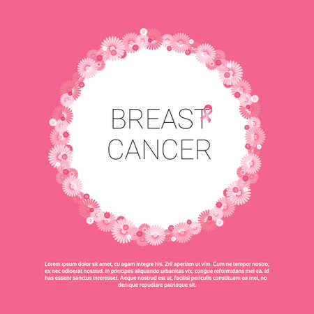 Breast Cancer Awareness Pink Banner Flat Vector Illustrationのイラスト素材