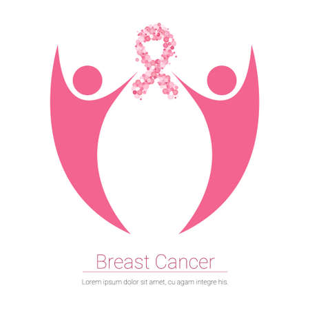 Breast Cancer Awareness Pink Banner Flat Vector Illustrationのイラスト素材
