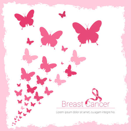 Breast Cancer Awareness Pink Banner Flat Vector Illustrationのイラスト素材