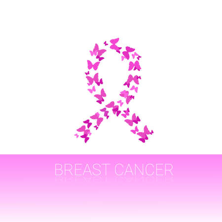 Pink Ribbon Breast Cancer Awareness Flat Vector Illustrationのイラスト素材