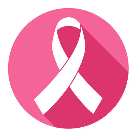 Pink Ribbon Breast Cancer Awareness Icon Flat Vector Illustrationのイラスト素材