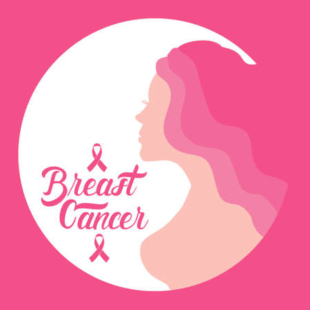 Pink Ribbon Breast Cancer Awareness Female Body Vector Illustrationのイラスト素材