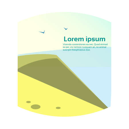 Sea Shore Sand Beach Summer Vacation Blue Sky Flat Vector illustrationのイラスト素材