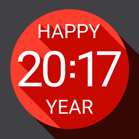 Happy New 2017 Year Web Icon Banner Flat Vector Illustration