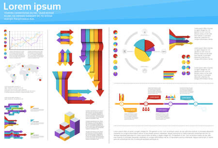 Graph Set Finance Diagram Infographic Icon Financial Business Chart Flat Vector Illustrationのイラスト素材