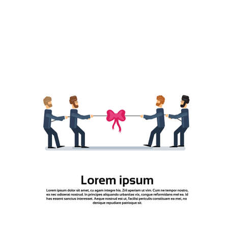 Business People Group Two Team Tug Of War Competition Concept Flat Vector Illustrationのイラスト素材