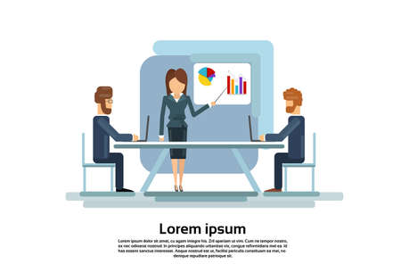 Business People Group Conference Meeting Finance Presentation Chart Graph Vector Illustrationのイラスト素材