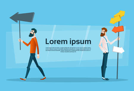 Business People Choose Path Way Sign Board Road Flat Vector Illustrationのイラスト素材