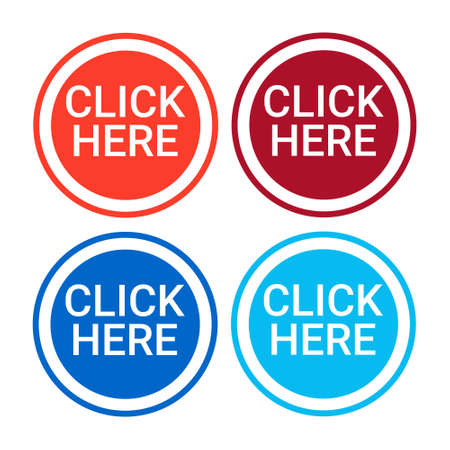 Click Here Button Colorful Web Icon Set Flat Vector Illustrationのイラスト素材