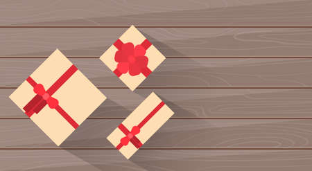 Present Box Gift Top Angle View Flat Vector Illustrationのイラスト素材