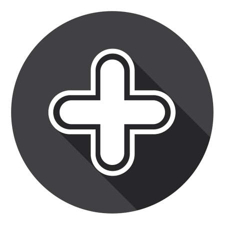 Plus Icon Web Cross Button Flat Vector Illustrationのイラスト素材