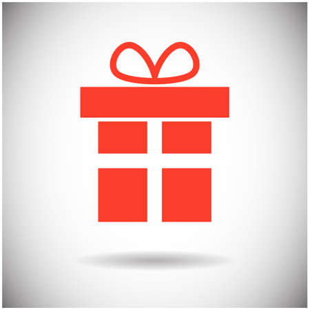 Red Gift Box Present Icon Flat Vector Illustrationのイラスト素材