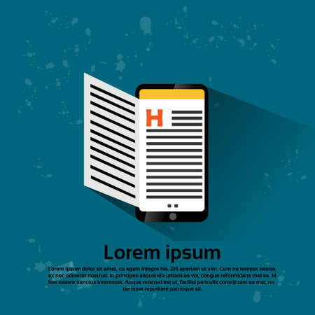 Cell Smart Phone Library Application For Reading Books Flat Vector Illustration