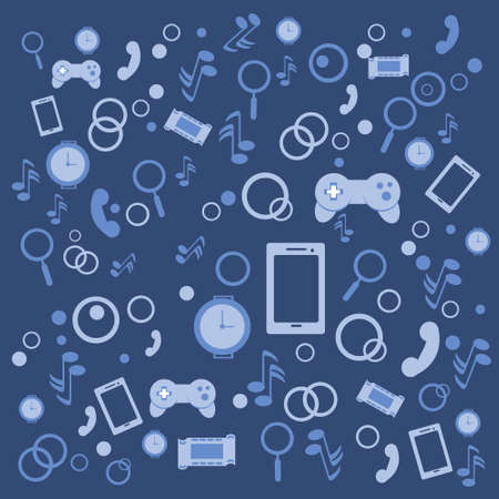 Modern Abstract Mobile Application Top Angle View Contour over Blue Background Vector Illustrationのイラスト素材