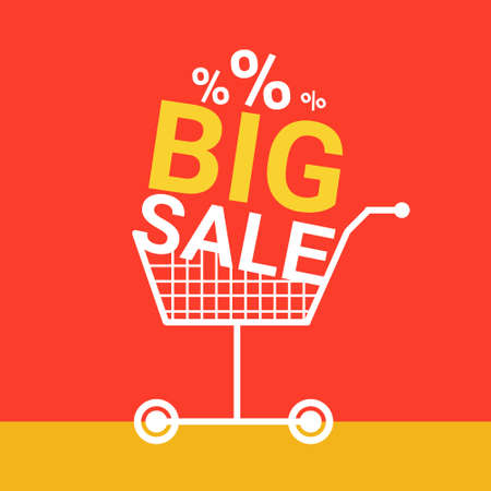 Shopping Cart Big Sale Banner Vector Illustrationのイラスト素材