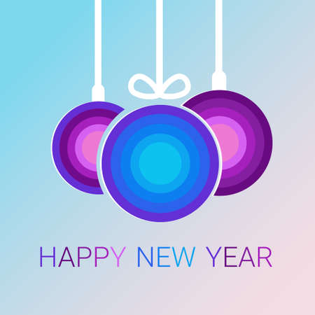 Happy New Year 2017 Banner Christmas Decorations Greeting Card Flat Vector Illustrationのイラスト素材