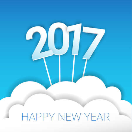 Happy New Year 2017 Banner Merry Christmas Greeting Card Flat Vector Illustrationのイラスト素材