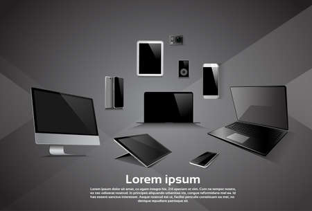 Responsive Design Laptop Phone Tablet MP3 Player Desktop Device Vector Illustrationのイラスト素材