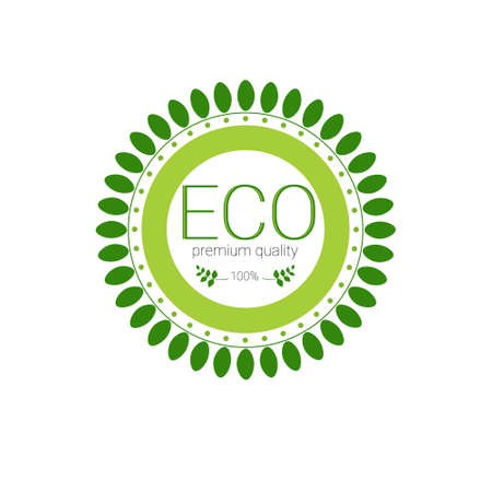 Eco Friendly Organic Natural Product Web Icon Green  Flat Vector Illustrationのイラスト素材