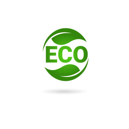 Eco Friendly Organic Natural Product Web Icon Green  Flat Vector Illustrationのイラスト素材