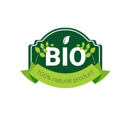 Eco Friendly Organic Natural Product Web Icon Green  Flat Vector Illustrationのイラスト素材