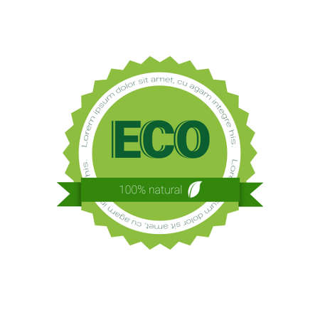 Eco Friendly Organic Natural Product Web Icon Green  Flat Vector Illustrationのイラスト素材