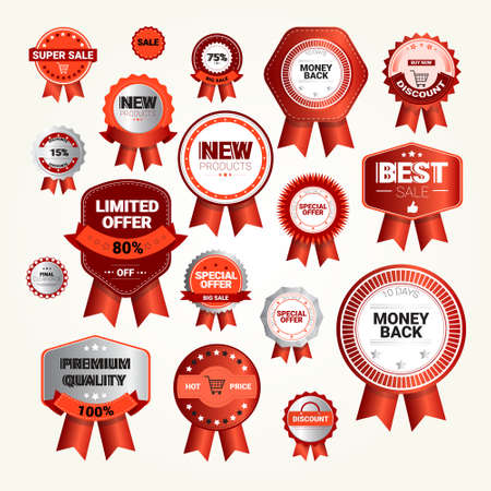 Special Offer Discount  Set Sale Shopping Banner Collection Flat Vector Illustrationのイラスト素材