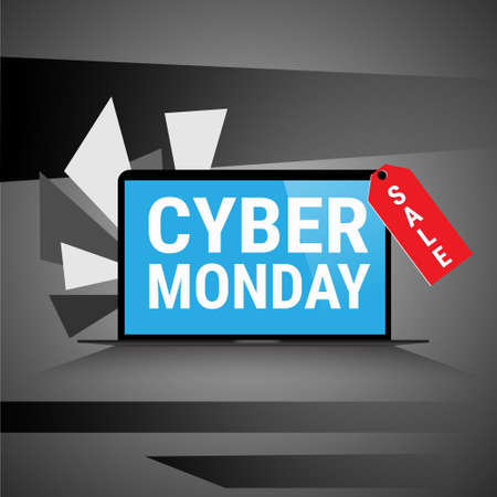 Cyber Monday Big Shopping Sale Banner Flat Vector Illustrationのイラスト素材