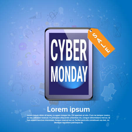 Cyber Monday Big Shopping Sale Banner Flat Vector Illustrationのイラスト素材
