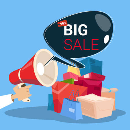 Megaphone Black Friday Big Sale Holiday Shopping Banner Copy Space Vector Illustrationのイラスト素材
