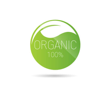 Eco Friendly Organic Natural Product Web Icon Green  Flat Vector Illustrationのイラスト素材