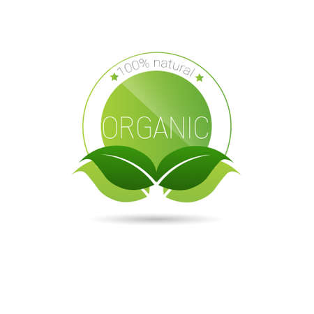 Eco Friendly Organic Natural Product Web Icon Green  Flat Vector Illustrationのイラスト素材